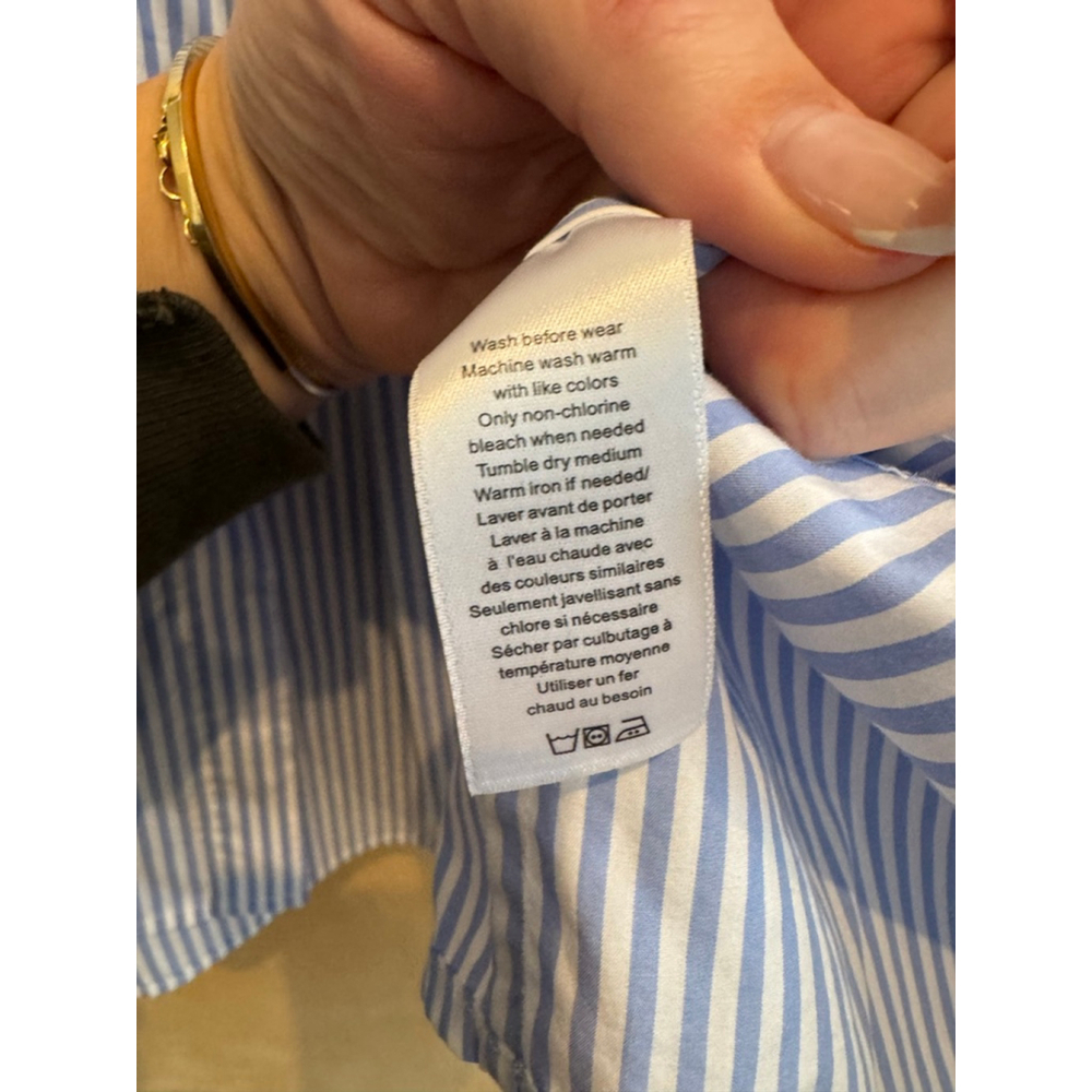 Women's Rag & Bone cropped Blue White Striped Button Down Shirt XL - Picture 4 of 6